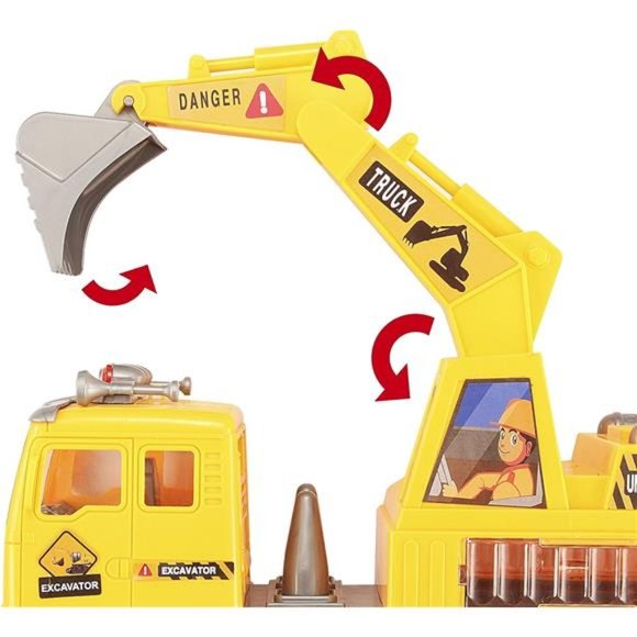 3-in-1Toy Trucks,Automatic Bump & Go Fire Truck Toy,Garbage Truck,Play Excavator - Picture 5 of 7